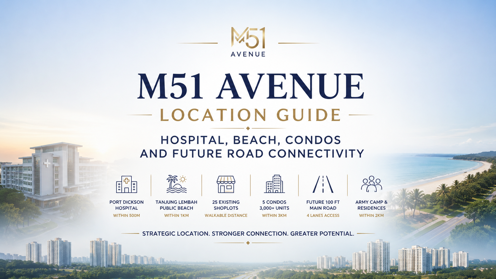 M51 Avenue Location Guide: Hospital, Beach, Condos and Future Road Connectivity